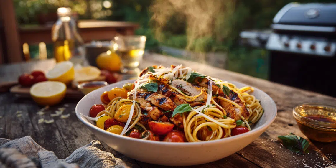 Grilled Balsamic Chicken And Pasta (30-Min Dinner) - Thefoodiebunch Grilled Balsamic Chicken And Pasta (30-Min Dinner)