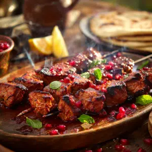 Lamb Kebabs With Fresh Mint And Pomegranate
