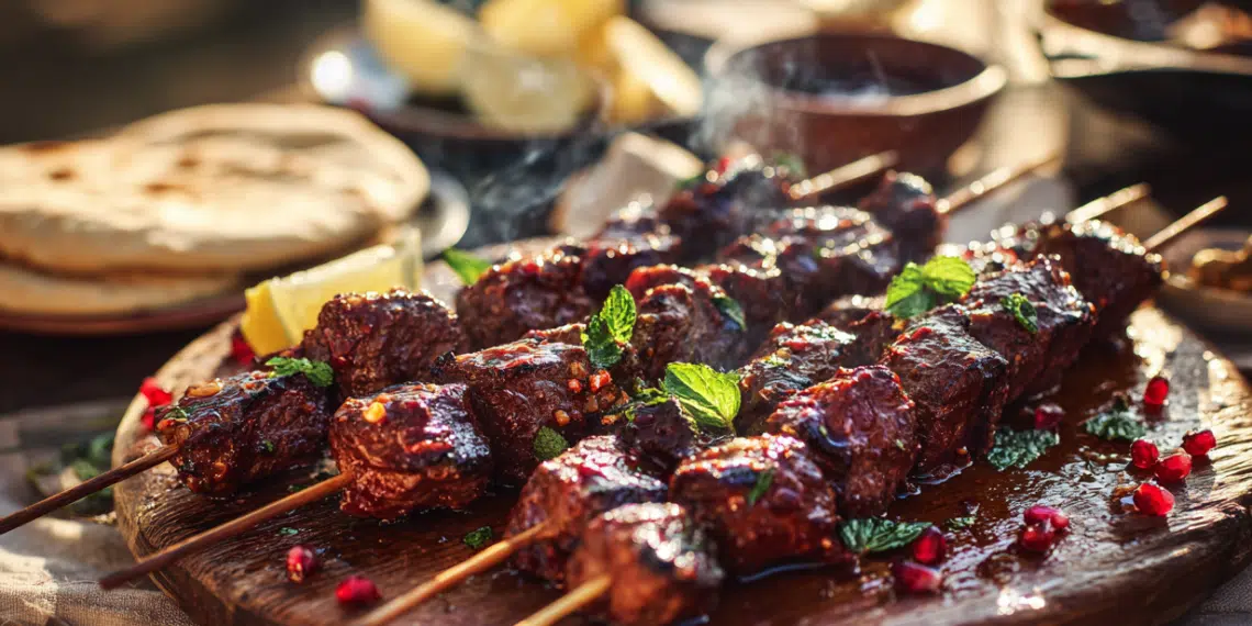 Lamb Kebabs With Fresh Mint And Pomegranate