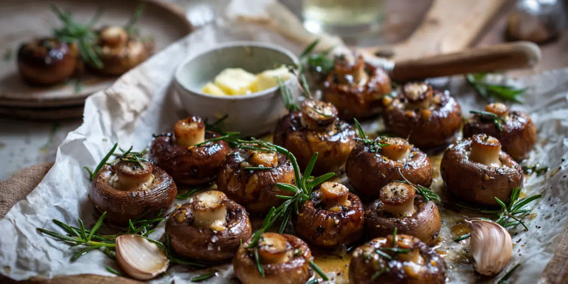 Roasted Mushroom Bites With Garlic Butter &Amp; Rosemary - Thefoodiebunch Roasted Mushroom Bites