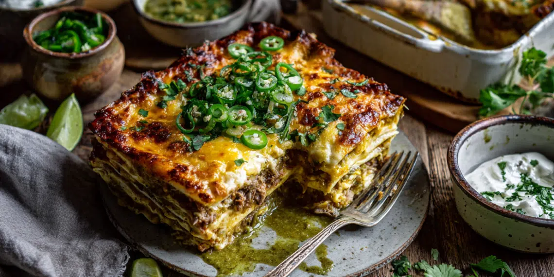 Easy Beef Enchilada Casserole (No Rolling!) - Thefoodiebunch Beef Enchilada Casserole