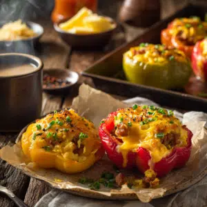 Breakfast Stuffed Peppers With Sausage &Amp; Eggs - Thefoodiebunch Breakfast Stuffed Peppers