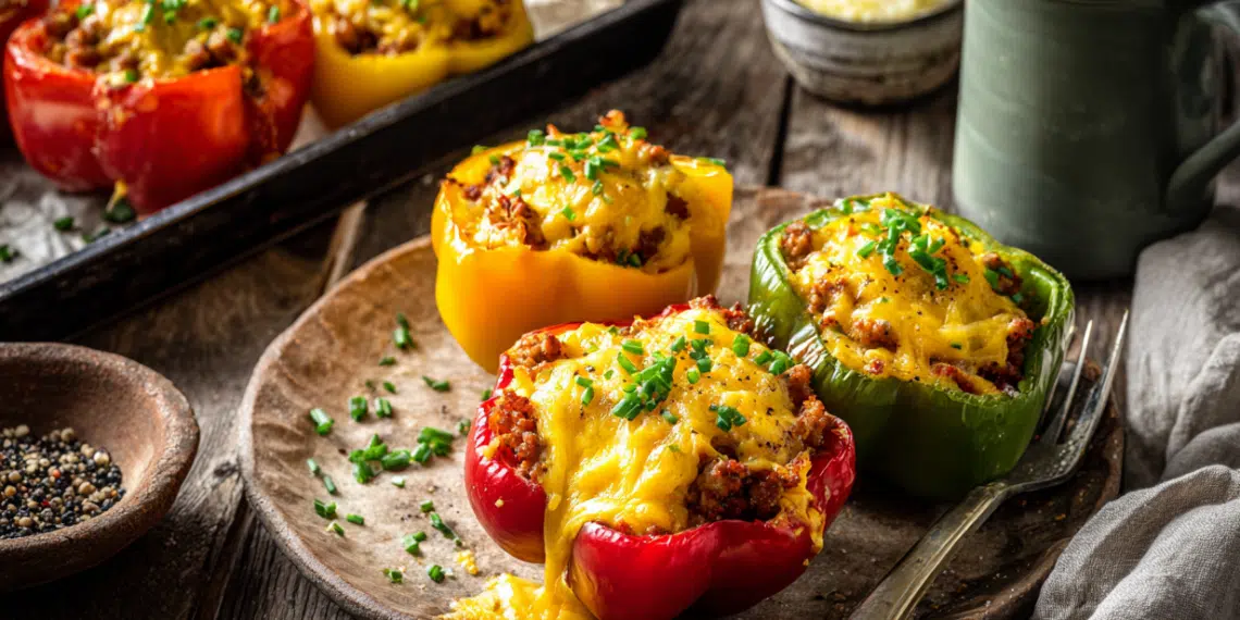 Breakfast Stuffed Peppers With Sausage &Amp; Eggs - Thefoodiebunch Breakfast Stuffed Peppers