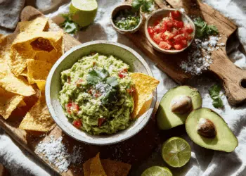 Homemade Guacamole With Plantain Chips