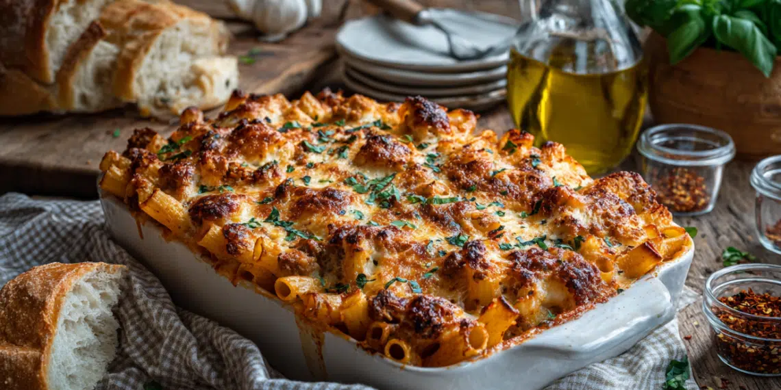 Baked Ziti With Italian Sausage (Easy Comfort Food) - Thefoodiebunch Baked Ziti With Italian Sausage