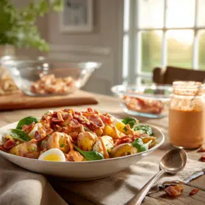 Spicy Bacon Egg Salad With Sriracha &Amp; Potatoes - Thefoodiebunch Spicy Bacon Egg Salad