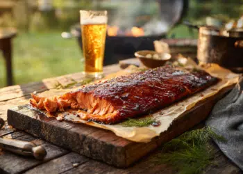 Charcoal Smoked Salmon With Maple Glaze