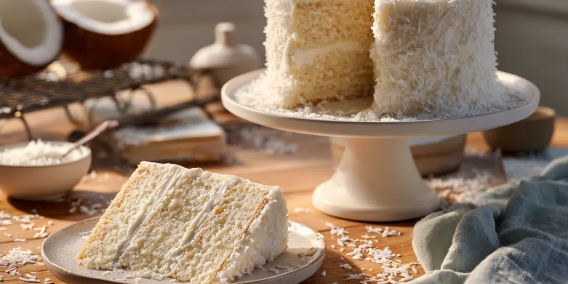 Coconut Cake With Cream Cheese Frosting Recipe - Thefoodiebunch Coconut Cake With Coconut Cream Cheese Frosting