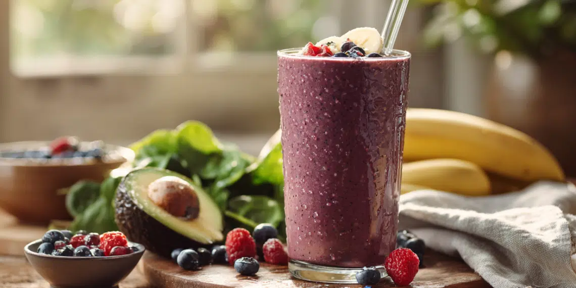 Hearty Breakfast Smoothie With Greens And Avocado - Thefoodiebunch Hearty Breakfast Smoothie