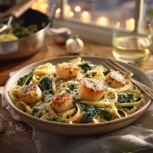 Scallops Pasta In White Wine