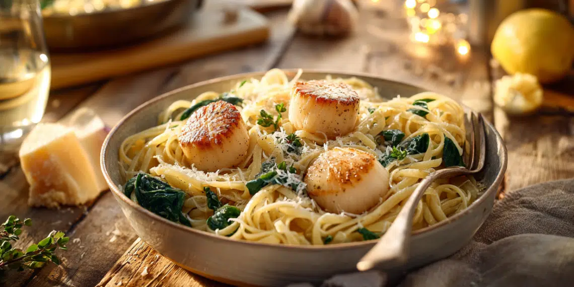 Scallops Pasta In White Wine