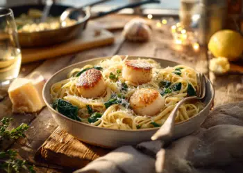 Scallops Pasta In White Wine