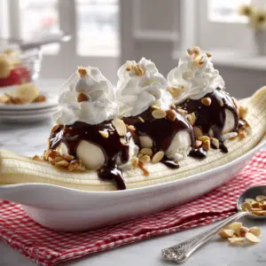 Classic Banana Split With Homemade Hot Fudge Sauce