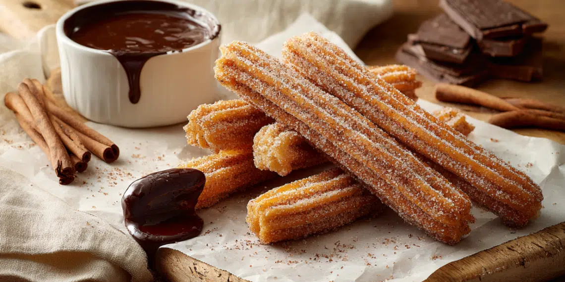 Cinnamon Churros With Chocolate Dipping Sauce