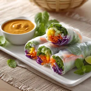 Fresh Vegetable Spring Rolls With Creamy Curry Sauce - Thefoodiebunch Fresh Vegetable Spring Rolls With Creamy Curry