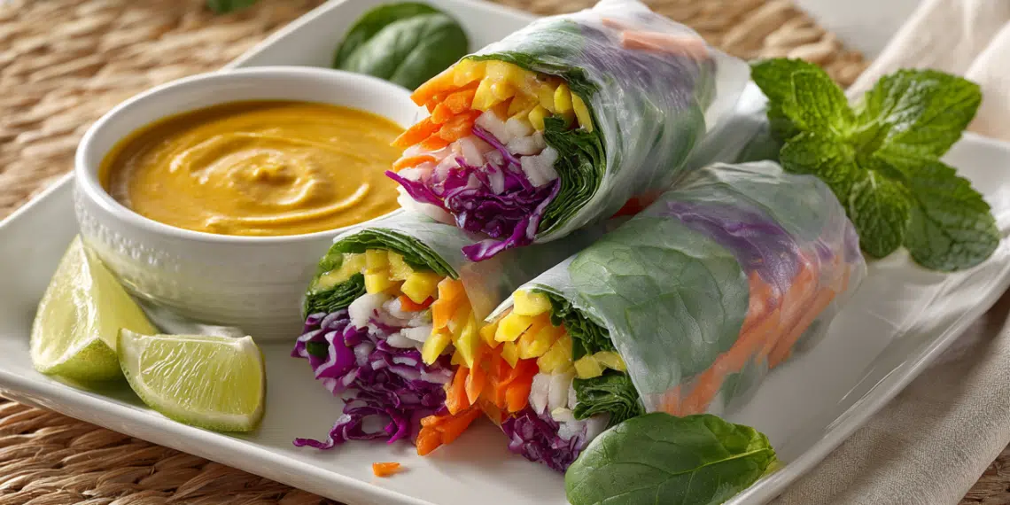 Fresh Vegetable Spring Rolls With Creamy Curry Sauce - Thefoodiebunch Fresh Vegetable Spring Rolls With Creamy Curry Sauce