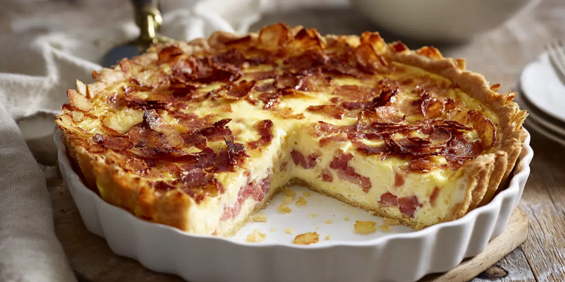 Easy Bacon &Amp; Prosciutto Quiche With Potato Chip Crust Topping - Thefoodiebunch Easy Bacon &Amp; Prosciutto Quiche With Potato Chip Crust Topping