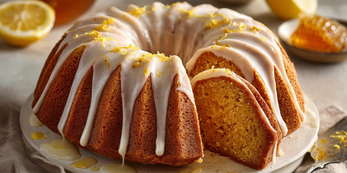 Honey Lemon Bundt Cake With Sugar Lemon Glaze - Thefoodiebunch Honey Lemon Bundt Cake With Sugar Lemon Glaze