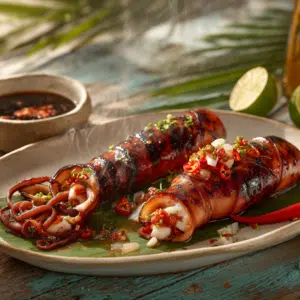 Smoky Grilled Stuffed Squid (Filipino Inihaw Na Pusit)