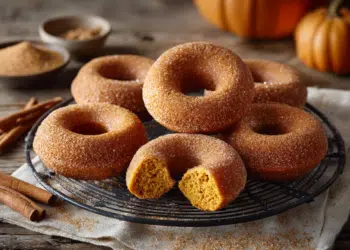 Pumpkin Doughnuts With Cinnamon Sugar Coating
