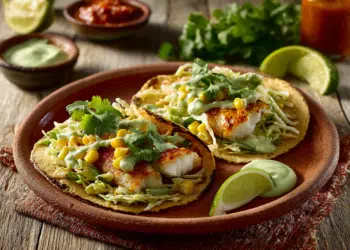 Fish Tacos With Creamy Avocado Slaw