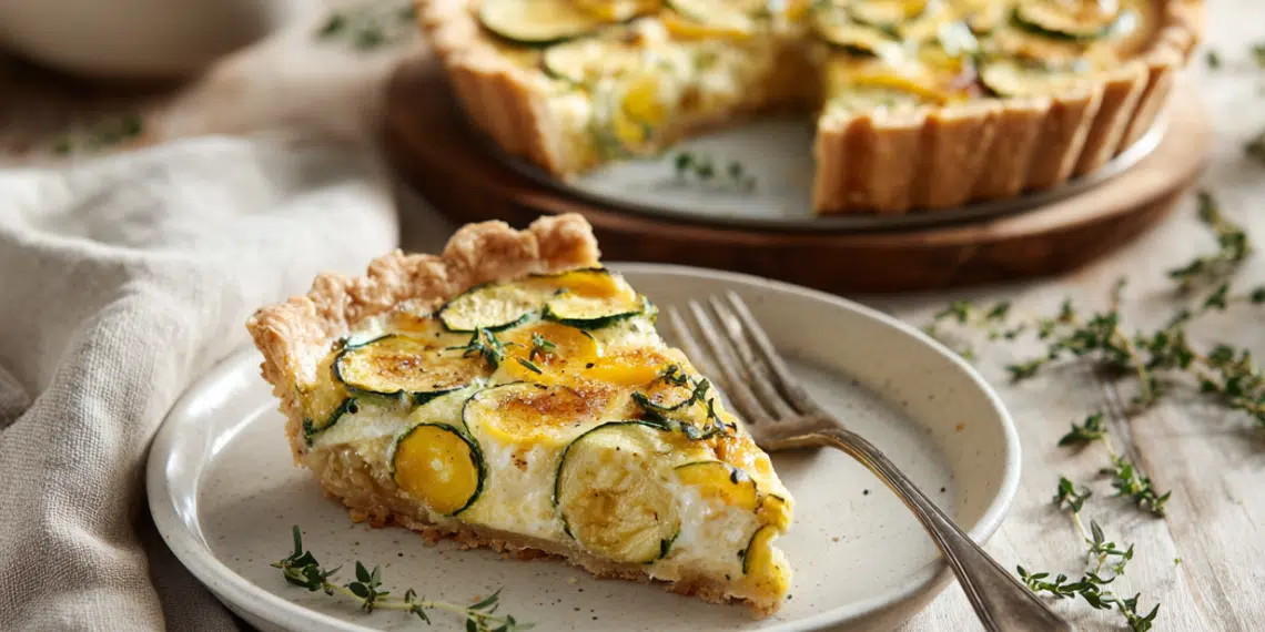 Roasted Summer Squash Quiche With Leeks And Thyme - Thefoodiebunch Roasted Summer Squash Quiche With Leeks And Thyme