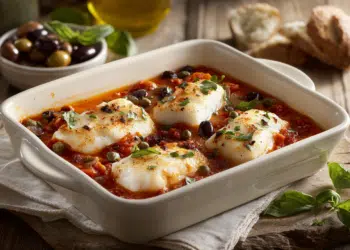 Baked Haddock With Tomatoes, Olives &Amp; Caperberries