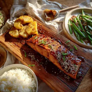 Asian Honey-Glazed Salmon On Cedar Plank - Thefoodiebunch Asian Honey-Glazed Salmon On Cedar Plank - Thefoodiebunch