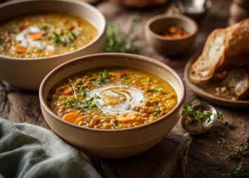 Creamy Curried Lentil Leek Soup With Coconut Milk