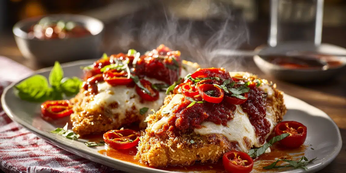 Chicken Parmesan With Hot Peppers (Crispy &Amp; Spicy)