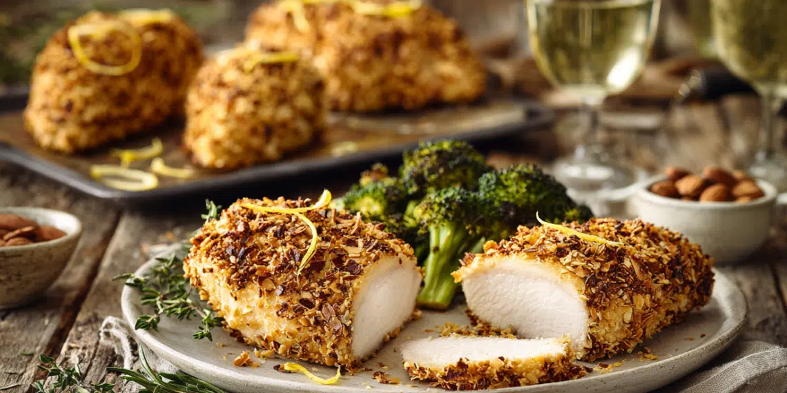 Almond-Crusted Chicken: Crispy Baked In 35 Minutes - Thefoodiebunch Almond-Crusted Chicken Crispy Baked In 35 Minutes