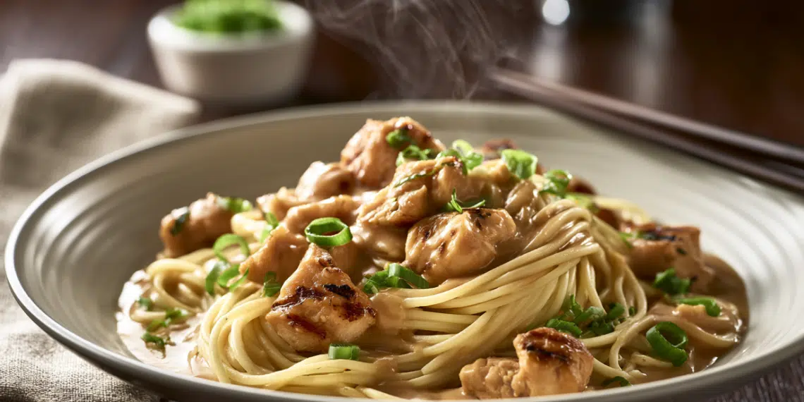 Peanut Chicken With Spaghetti (Ready In 30 Min)