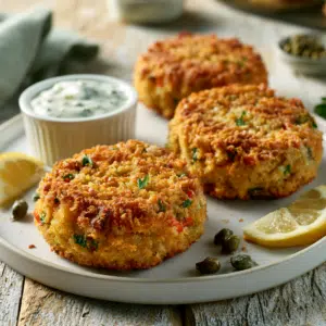 Vegan Crab Cakes With Tartar Sauce (Jackfruit) - Thefoodiebunch Vegan Crab Cakes With Tartar Sauce (Jackfruit)