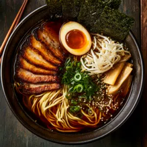 Homemade Savoury Shoyu Ramen Recipe - Thefoodiebunch Broth Ingredients 1 Tablespoon Neutral Oil Vegetable Or Canola, For Sautéing Aromatics 1 Medium Onion Sliced 4 Cloves Garlic Minced 1 Fresh Ginger 2-Inch / 5Cm Piece, About 1 Oz / 30G, Peeled And Sliced 4 Cups Chicken Broth 960Ml 2 Cups Water 480Ml ¼ Cup Soy Sauce 60Ml 1 Tablespoon Mirin 1 Tablespoon Sake Topping Ingredients 2 Packs Ramen Noodles Fresh Or Dried, About 7 Oz / 200G Total ½ Lb Pork Belly 225G, Sliced Into 1/4-Inch / 6Mm Strips 2 Eggs Soft-Boiled 2 Green Onions Sliced ½ Cup Bamboo Shoots 75G, Drained ½ Cup Bean Sprouts 50G 2 Sheets Nori Cut In Half 2 Tablespoons Sesame Seeds Salt To Taste Ground Black Pepper To Taste