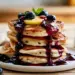 Fluffy Buttermilk Pancakes With Homemade Blueberry Syrup - Thefoodiebunch Fluffy Buttermilk Pancakes With Blueberry Syrup