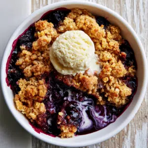 Easy Blueberry Cobbler With Vanilla Ice Cream