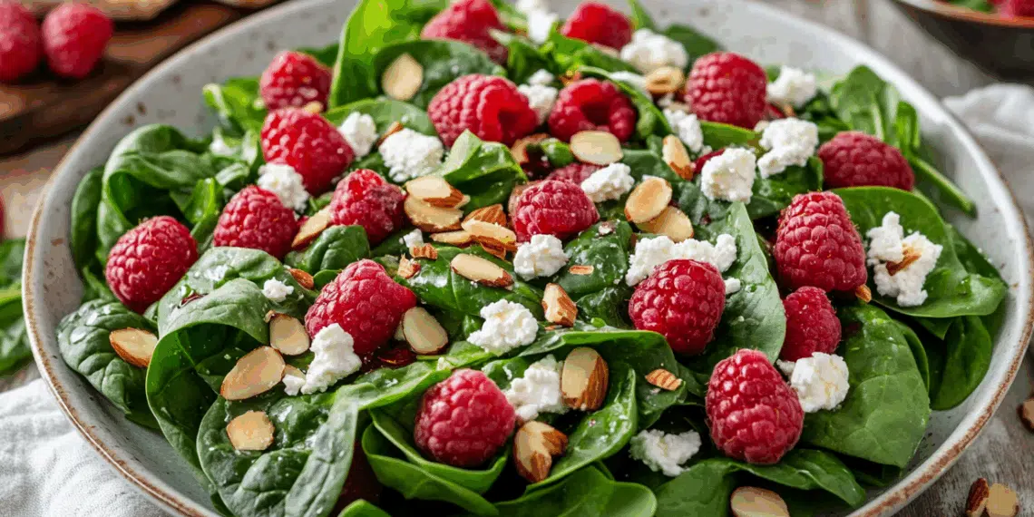 Fresh Raspberry Spinach Salad With Honey Vinaigrette