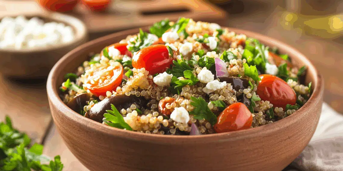 Mediterranean Roasted Eggplant Quinoa Salad Bursting With Flavor