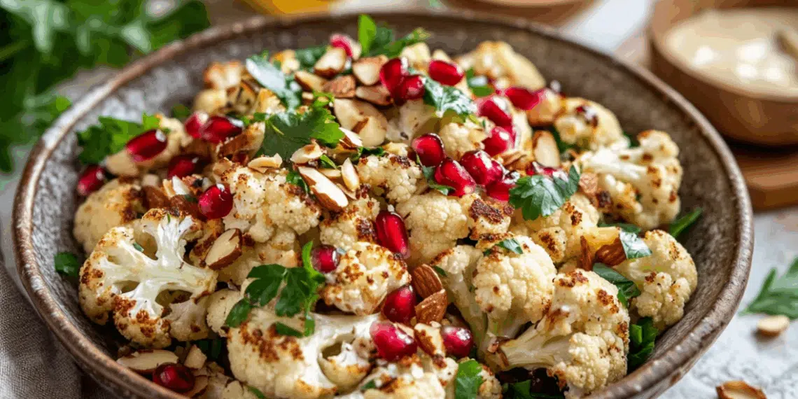 Roasted Cauliflower Salad With Creamy Tahini Dressing - Thefoodiebunch Roasted Cauliflower Salad With Creamy Tahini Dressing