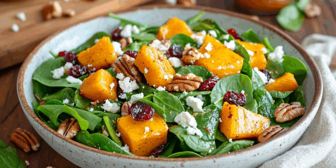 Autumn’S Sweetness: Roasted Pumpkin And Spinach Salad