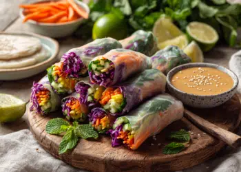 Fresh Vegetable Spring Rolls With Peanut Dipping Sauce