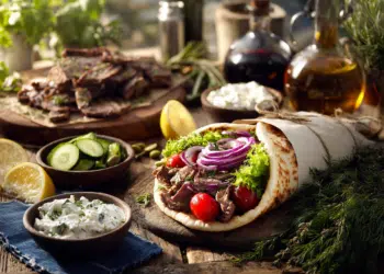 Authentic Greek Lamb Gyros With Tzatziki