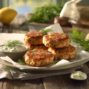 Classic Salmon Patties With Lemon-Dill Aioli